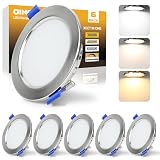 LED Einbaustrahler 230V IP44, 7W Dimmbar LED Spots, Deckenspots Einbauleuchten 75-95mm EinbauØ, Warmweiß Neutralweiß Kaltweiß ,Ultra Flach Einbauspots für Badezimmer Küche Wohnzimmer,Silber 6er S