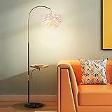 QFXFL Bogenleuchte für Wohnzimmer Büro Schlafzimmer, Stehlampen LED Federlampe mit Couchtisch & Fußschalter, Glühbirne Einschließen