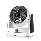 JXH Tischventilator Leistungsstarker Umluft-Turbolüfter 35 dB leiser Lüfter zum Schlafen 3D-Oszillieren Smart 360 ° Whole Room Cooling Fan