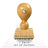 Betriebsausstattung24® Traditioneller Holzstempel inkl. Textplatte | Stempel aus Naturholz | Buchenholz | 33 x 6 mm (Wunschtext, 33 x 6 mm)