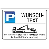 Parkplatzschild - WUNSCHTEXT - Alu-Dibond 300x200 mm - für Garage, Hotel, Parkplatz, Schule, Carport, Firma - personalisiert