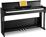 E-Piano 88 Tasten Gewichtet, Donner DDP-90 Digitalpiano mit Hammermechanik, Klavier Bausatz mit Möbelständer, 3 Pedale, USB MIDI, 2 Anschlüsse für Kopfhörer, Schwarz