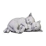 gartendekoparadies.de Spielende Katzen, Steinfigur, H. 12 cm, 3 kg, Grau, frostsicher aus Steinguss für Außenbereich