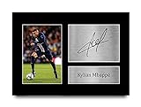 HWC Trading Kylian Mbappe A4 Ungerahmt Signiert Gedruckt Autogramme Bild Druck-Fotoanzeige Geschenk Für Paris Saint-Germain PSG Fußball Fans