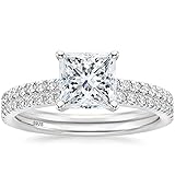 EAMTI 2,5 Karat 925er Sterlingsilber, Brautring-Set, quadratisch, Zirkonia, Verlobungsringe für sie, Eheringe für Damen, Größe 3–11, Metall, Zirkonia,, Metall, Zirk