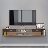 TV-Möbel, schwebende Wandkonsole, Multimedia, Gaming-Konsole, große Aufbewahrung, Wandregal, TV-Möbel mit 4 Schubladen, für Büro und Zuhause (142 cm, Dark Brown)
