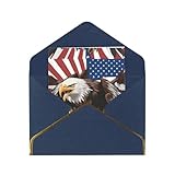 SKKNT Adler mit USA-Flagge, bedruckt, für alle Anlässe, vielseitige Blanko-Notizkarten mit Umschlägen, 11,4 x 15,2