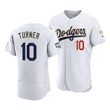 GYN Herren Baseball Jersey 2021 MLB Dodgers #10 Turner Jerseys Sportswear T-Shirt, Kurzarm Herren Damen Trikot T-Shirt Competition Team Uniform,White,A