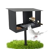 Vogelhaus mit Ständer, Vogelfutter Station aus Metall, 3-in-1 Futterhaus für Vögel, Wetterfest Vogelhaus Vogelstation Vogelvilla, Futterhäuschen stehend für O
