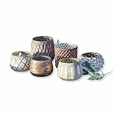Loberon Windlichter 6er Set Fajolle, Diverse Muster & Größen, Nostalgischer Look, mit Bauernsilber-Finish oder Bemalung, Kerzenhalter, Dekoration, Glas, grau/G