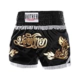 ARIASS Muay Thai Shorts, MMA Fitness Boxshorts, BJJ Cross Training Trunks, Kampfsport Workout Cage Fight Wear for Unisex (Color : Black, Size : XX-Large)