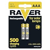 EMOS Raver Solar AAA Micro Akkus/aufladbare Batterien für Solarlampen / 2 Stück/NiMH / 1,2V / 400 mAh / HR03 / Rechargeable