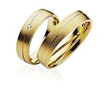 JC Trauringe 2 x Eheringe 925 Silber Gold Plattiert PAARPREIS inkl. Diamant und Gravur Ehe-ringe Verlobungs-ringe Brillant Heiraten Wedding Rings Partnerringe Platin Gold Gelbgold P902