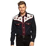 Boland - Hemd Cowboy, verschiedene Größen für Herren, Wilder Westen, Sheriff, Cowboyhemd, Shirt, Oberteil, Kostüm, Mottoparty, Karneval