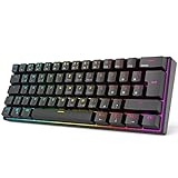RK ROYAL KLUDGE RK61 RGB 60% mechanische Gaming-Tastatur, kabellose/kabelgebundene Bluetooth-Tastatur mit Hot-Swap-fähigem linearem rotem Schalter, kompatibel für mehrere Geräte, schwarz (QWERTZ)