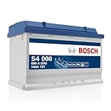 Bosch S4 008 Autobatterie 74 Ah - 680 A - 12 V, Blei-Säure-Batterie für Fahrzeuge ohne Start-Stopp-Automatik - Polarität: links - rechts +, 278 x 175 x 190