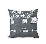 Bavaria Home Style Collection- Endlich ist das Männer Kissen da - Deko Couch Sofa Kissen Zierkissen Kuschelkissen ca 40 x 40 cm King of The Couch - Geschenk Idee zu Ostern Geburtstag Muttertag