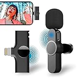 Wireless Lavalier Mikrofon für iPhone -65ft Audioreichweite Mini Ansteckmikrofon Kabellos für Externes Aufnahme Vlog Videoaufzeichnung YouTube Facebook Live Stream Tiktok