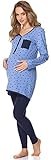 Bellivalini Damen Umstands Pyjama mit Stillfunktion BLV50-125 (Blau Punkte/Marineblau, M)