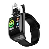Wzlight Smart Watch Wireless Kopfhörer, Sport Smartwatch Mit Herzfrequenz-Blutdruckmessgerät Bluetooth-Anruf Für IOS Android (Color : Black)
