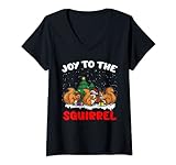 Damen Joy To The Squirrel - Programmierer Weihnachtshumor T-Shirt mit V-Ausschnitt