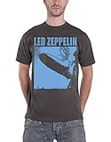 Led Zeppelin T Shirt Zepp 1 Album Blau Cover Band Logo offiziell Herren Charcoal XXL