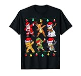 Christmas Kids Boys Men Dabbing Santa Elf Deer Friends Xmas T-Shirt