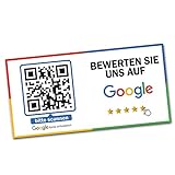 Social Media Aufkleber mit QR Code Link für Firmen Unternehmen Marken Sticker personalisiert für Auto Bus Schaufenster Theke Marketing Werbung (04 Google, Eckig)