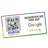 Social Media Aufkleber mit QR Code Link für Firmen Unternehmen Marken Sticker personalisiert für Auto Bus Schaufenster Theke Marketing Werbung (04 Google, Eckig)