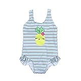 Generic Einteiliger Badeanzug für Mädchen und Kleinkinder, Badeanzug mit Langen Ärmeln, Sonnenschutz, mit Stirnband, 6 Monate bis 3 Jahre