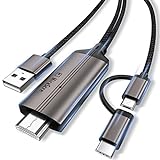 USB Typ C Micro USB zu HDMI Kabel Adapter, 2-in-1-Micro/MHL-Adapter HDTV 1080P digitales AV-Adapterkabel für Android Telefon/Tablet an TV/Projektor/Monitor (Support Neflix), (Brauche APP)2m/6,6 Fuß