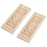 SUPERFINDINGS 2Stk Holz Geschnitzte Applique Frame Onlay Unlackierte Möbel Dekoration Rechteck Muster Für Home Door Cabinet Decoration 160x60x9.5