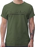 T-Shirt Herren - Hannover Skyline - M - Army Grün - Stadt t Shirt Tshirt