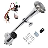 12V Hupe Lkw Hupe Luft Horn, Drucklufthorn Lufthorn Trumpet Air Horn mit Kompressor für alle 12V Fahrzeuge LKW Zug auto van boot motorrad usw (Integriertes Einzelrohr Luft horn, 12V)