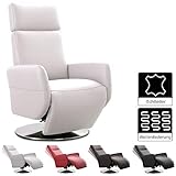 Cavadore TV-Sessel Cobra / Fernsehsessel mit Liegefunktion, Relaxfunktion / Stufenlos verstellbar / Ergonomie S / Belastbar bis 130 kg / 71 x 108 x 82 / Echtleder Weiß