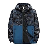 Leichte und wasserdichte Herren-Jacke – Herren-Camouflage-Windbreaker, Arbeitsjacke, weiche Schalen, Regenmäntel, Kapuzenjacke, winddicht und wasserdicht, mit Reißverschluss,