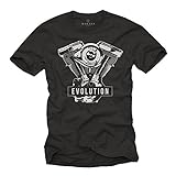 Geschenke für Motorradfahrer - Biker Evolution Davidson T-Shirt Motorrad Motor - schwarz mit Aufdruck XXXXL