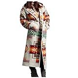 Mantel übergangsmantel Trenchcoat Winterjacke Mantel Frauen Retro Print Loose Fashion Warme Jacke (M,Mehrfarbig)
