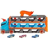 Hot Wheels HGH33 - 2-in-1 Rennbahn-Transporter zur Aufbewahrung mit 3 Fahrzeugen, fasst 20+ Fahrzeuge,Spielzeug von 4 bis 8 Jahren