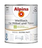 ALPINA Weißlack für Möbel und Türen 750 ml Farbe Weiss Extra Matt