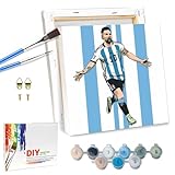 QDUODUO Fussball Malen Nach Zahlen mit Rahmen für Erwachsene Anfänger und Kinder ab 6 Jahre, LM10 Fußball Paint by Numbers mit Leinwand Pinseln Acrylpigment, 20x20cm Klein DIY Handgemalt G
