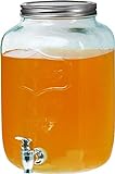 DRULINE Getränkespender mit Hahn 5L Glas Glance Zapfhahn Wasserspender Limonadenspender Saftspender Dispenser Trinkspender