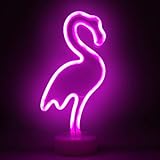 ZWOOS Neonlicht für Schlafzimmer - LED Leuchtschilder angetrieben von Batterie oder USB - Neonschild für Wand - Leuchtreklame für Party, Bar (Flamingo)