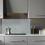 Relaxdays Spritzschutz Küche, Sicherheitsglas, Kochnische Fliesenschutz, Herdblende 70x40 cm, Wandmontage, transparent