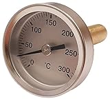 TERMOMED Thermometer für Holzofen-Tür, Skala von 0 bis 300 °C mit 5 cm Scheibe.