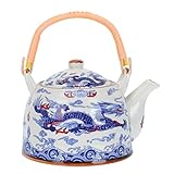 Cabilock Teekanne Keramik mit Deckel Griff Vintage Chinesischer Stil Teekessel Tee Wasserkocher Teebereiter Chinesisch Fu Lose Blatt Tee Teeservice für zu Hause Restaurant Teehaus