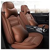 Universal Full Sets Car Seat Covers Für Citroen C4 C3 C5 Ds4 C4 Ds5,Front Rear Car Seat Cushion Fit Leather Seat Pad Protectors 5 Seat Complete Auto Accessories Compatible Airbag,Kaffee