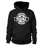 shirtloge - Mainz - Meine Heimat, Mein Verein - Fan Kapuzenpullover - Schwarz - Größe XL