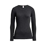 Conta Thermo Langarm Shirt, Longshirt mit natürlicher Baumwolle, wärmende Unterwäsche für Damen, Rundhalsausschnitt, Damenbekleidung, Schwarz Melange, Größe: 42/L