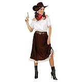 Widmann - Kostüm Cowgirl, Bluse, Rock, Gürtel und Hut, wilder Westen, Karneval, Mottoparty